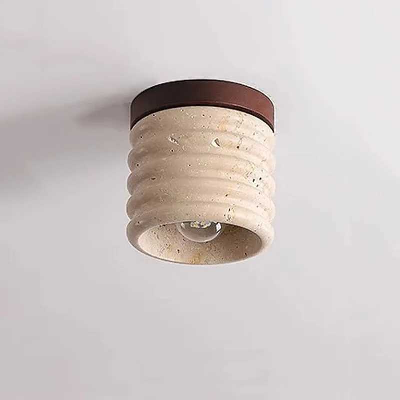 Wabi Sabi Yellow Stone Downlight Foyer Corridor Cave Stone Ceiling Light Balcony Hotel Restaurant Travertine Decorative LED LampXJ2500613