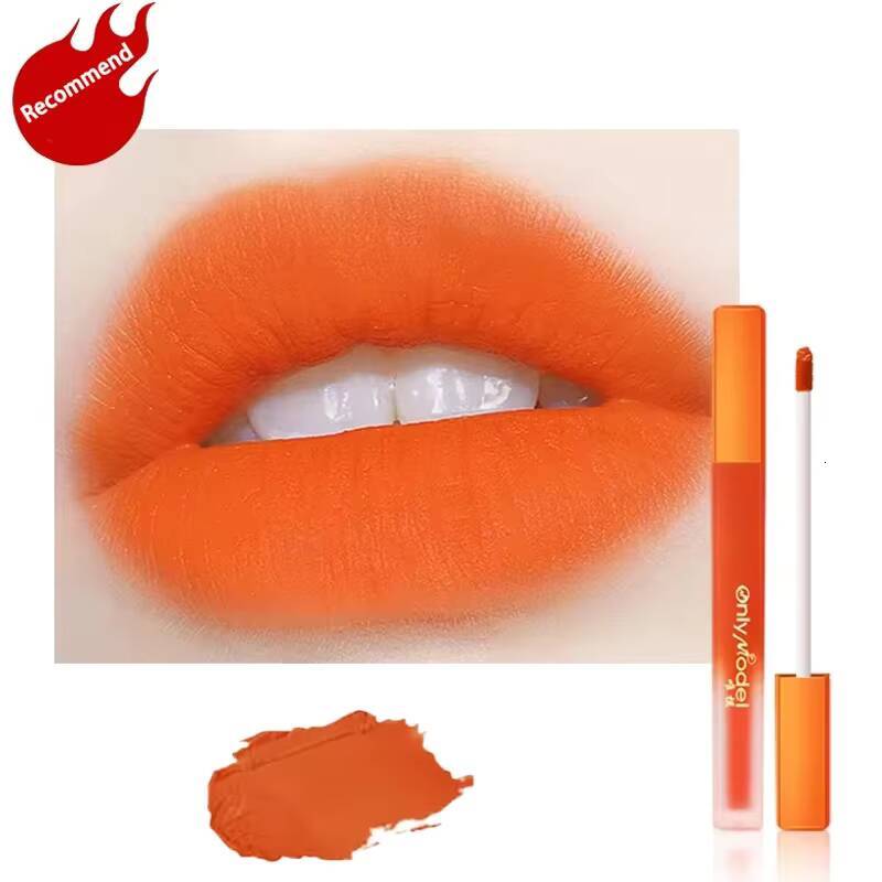 Brighten Skine Orange Lipstick Matte Velvet Lipsticks Waterproof Long Lasting Stick Tint Women Korean Cosmetic Lip Glaze happy