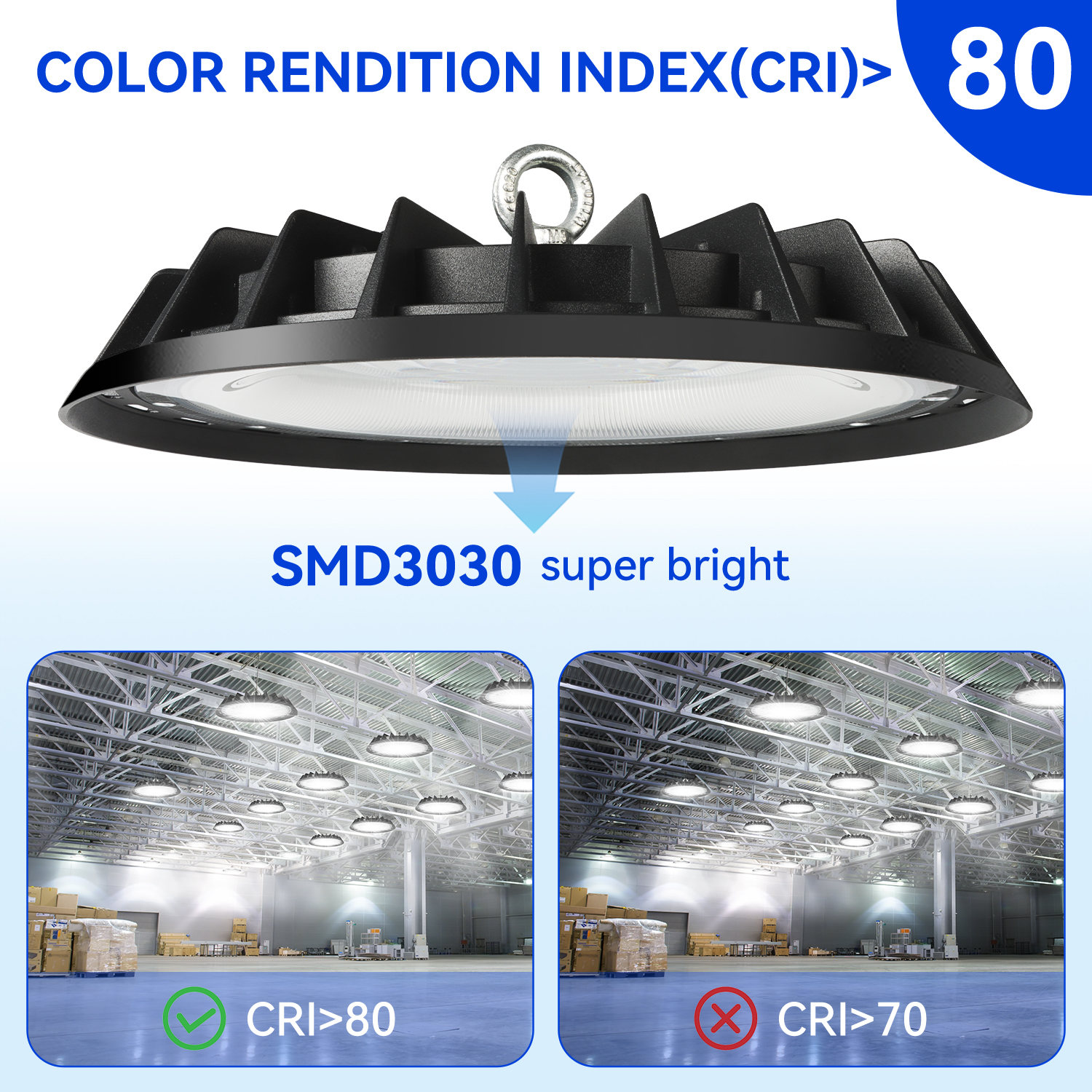UFO LED High Bay Light 200W, 300W 500W HighBay LED Lights, 4' Cable with Plug, Hanging Hook, LED Shop Light for Factory Barn Warehouse, 8 Pack