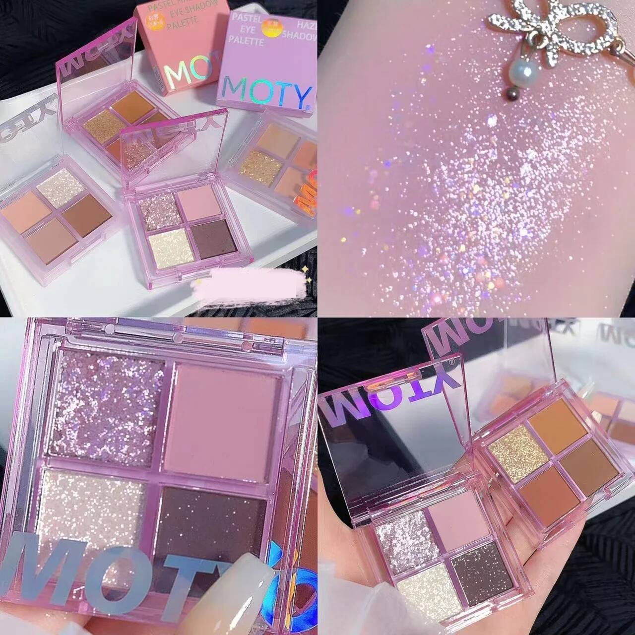 4 Matte Eyeshadow Palette Easy To Color Nude Pearlescent Earthy Shiny Eye Shadow Pallete Pigments Shine Eyes Makeup