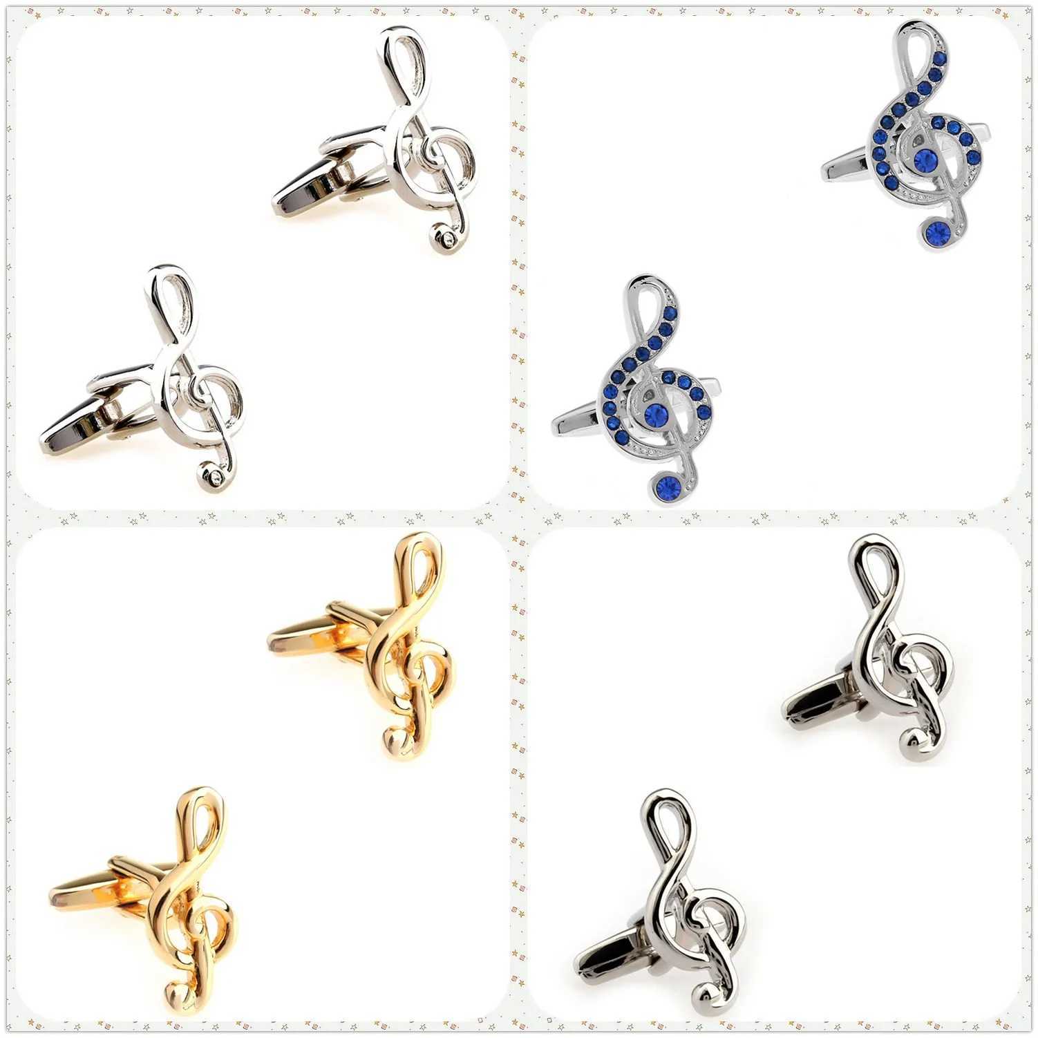 4 Styles TZG Fashion Music Cufflinks Men Cuff Links Note 1 Pair Shipping XJ250614
