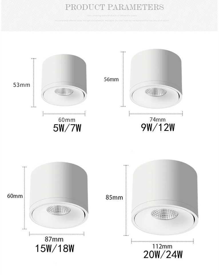 Ceiling LED Spot Lights Lamp Round Kitchen LED Downlight Surface Adjustable For Bedroom Restaurant Living Room Warm White AC220V XJ2500613