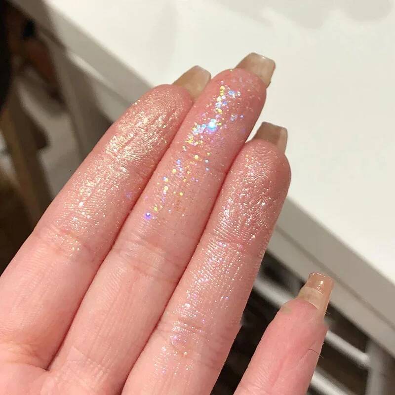 9-Color Glitter Eyeshadow Palette Champagne Pink Pearly Eye Shadow Shimmer Highlights Cool Tone Charming Sparkling Eyes Makeup