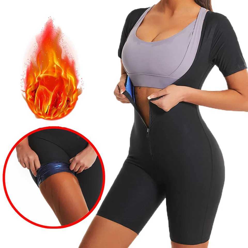 Womens Sauna Suit for Weight Loss Full Body Shaper Workout Shapewear Bodysuit Sweat Slimming Workout Waist with Sleeves XJ250614