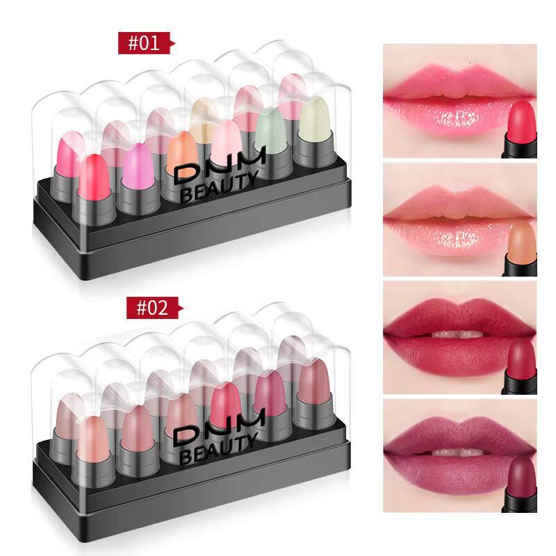 12pcs Matte Lipstick Box Set Velvet Gloss Waterproof Long Lasting Portable Lip Glaze Non-Stick Cup Sexy Makeup Cosmetics happy