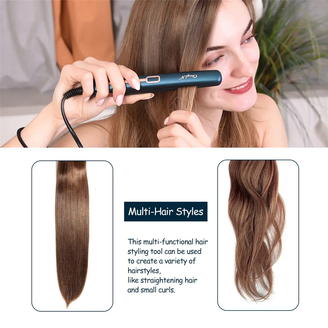 CkeyiN Mini Hair Flat Iron 2 in 1 Hair Straightener and Curler Portable Straightening Iron Constant Temperature 250611