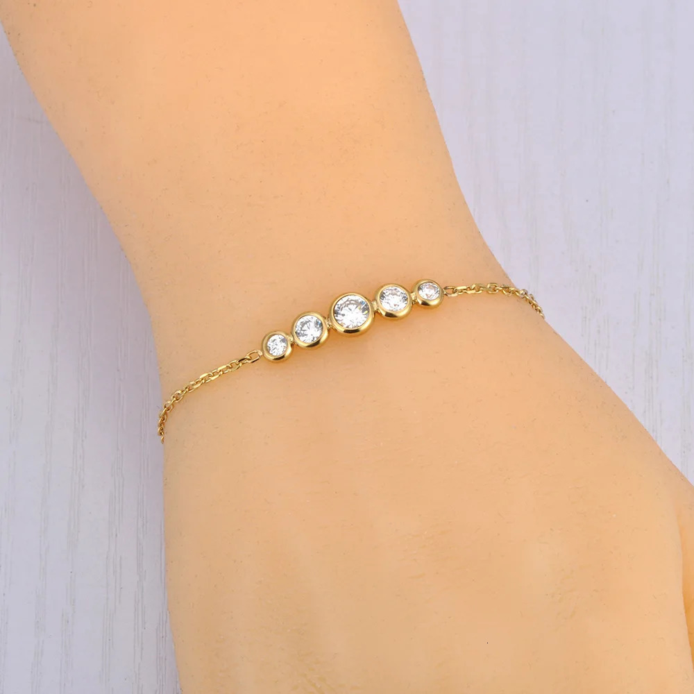 Lokaer Cubic Zirconia Bling Chain Bracelet Bangle Stainless Steel High Quality Trendy Waterproof Jewelry for Women B25005 250610