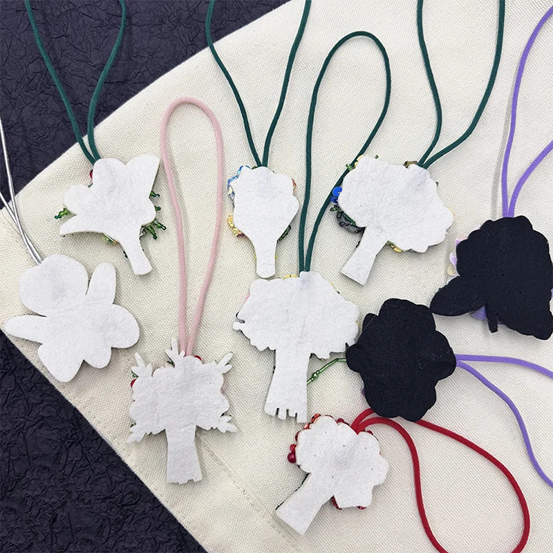 Handmade Rhinestone Beaded Flowers Shaped Plant Hanging Rope Patches Crystal Bag lanyard Patch beading DIY Applique 250614