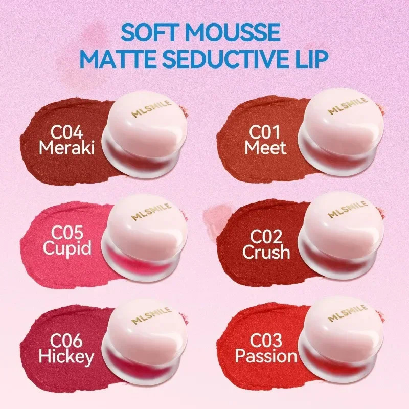6 Colors Jelly Lip Cheek Mud Velvet Matte Blusher Lipsticks Berry Red Lip and Cheek Blush Cream Lasting Makeup Rouge Cosmetics 250614