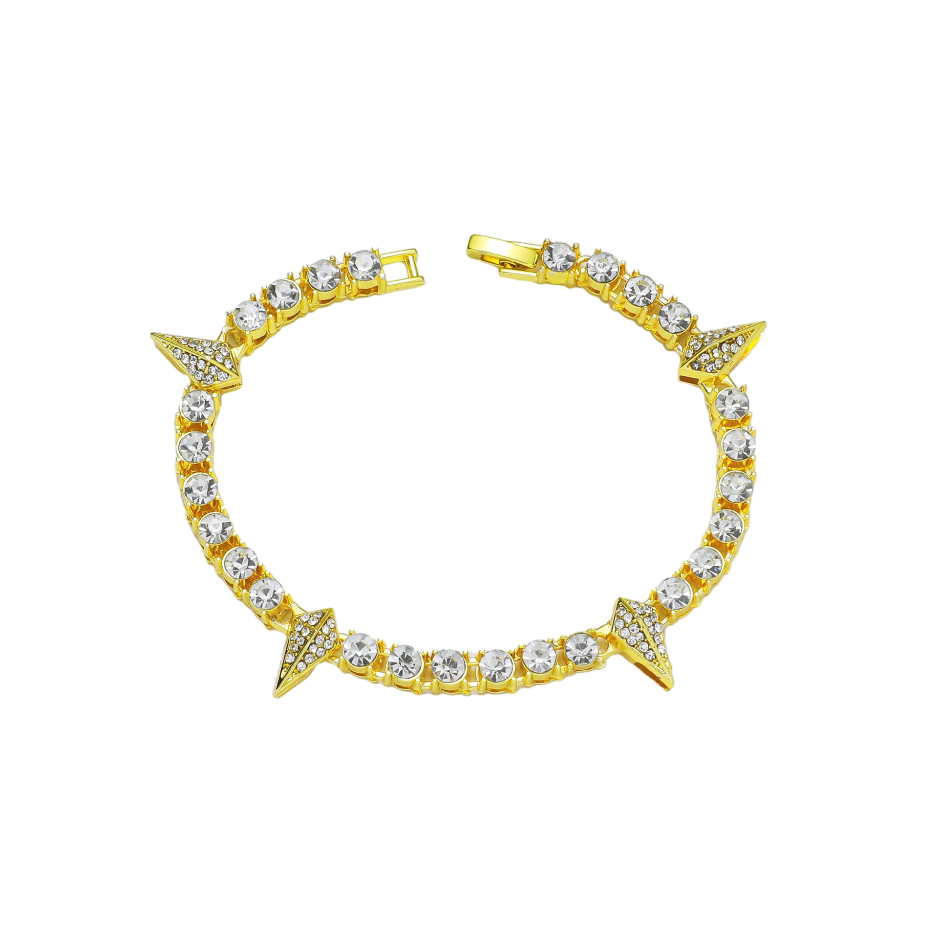 Street Style Geometric Design Artificial Zircon Decor Bracelet Necklace Hip Hop Tennis Bracelet Fashion Jewelry for party