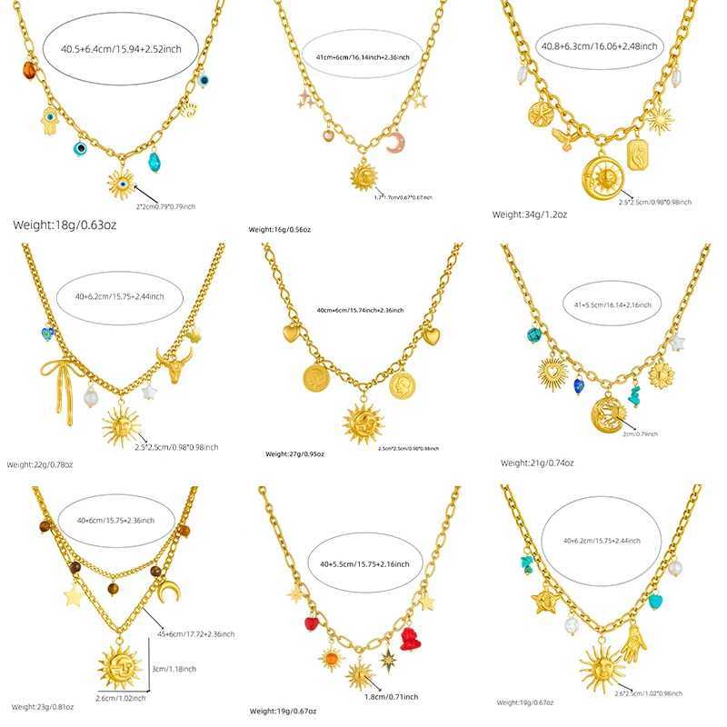 DIEYURO 316L Stainless Steel Golden Trendy Starfish Moon Sun Shaped Pendant Necklace For Women Romantic Neck Chain Holiday Gift Z250614
