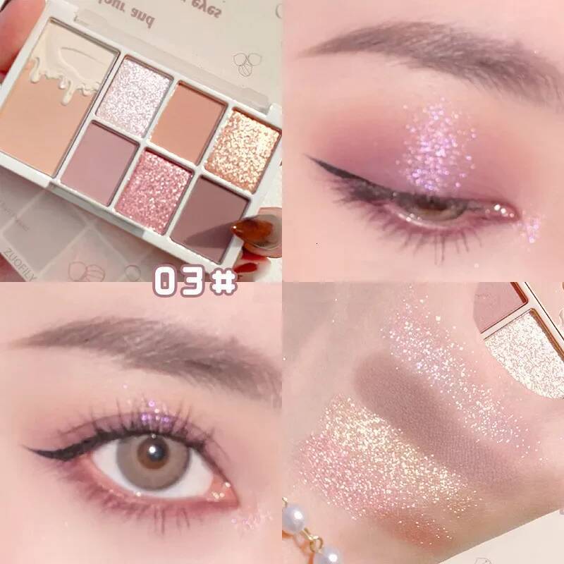 7 Colors Eyeshadow Palette Matte Pearlescent Glitter Waterproof Long Lasting Pigmented Brighten Eyes Makeup Portable Cosmetics