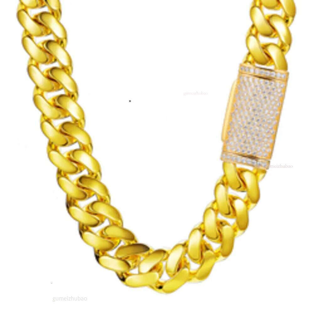 Hip Hop Jewelry Mens Gold Sterling Sier Vvs Moissanite Dia Iced Out Buckle Heavy Plain Cuban Link Chain Necklace