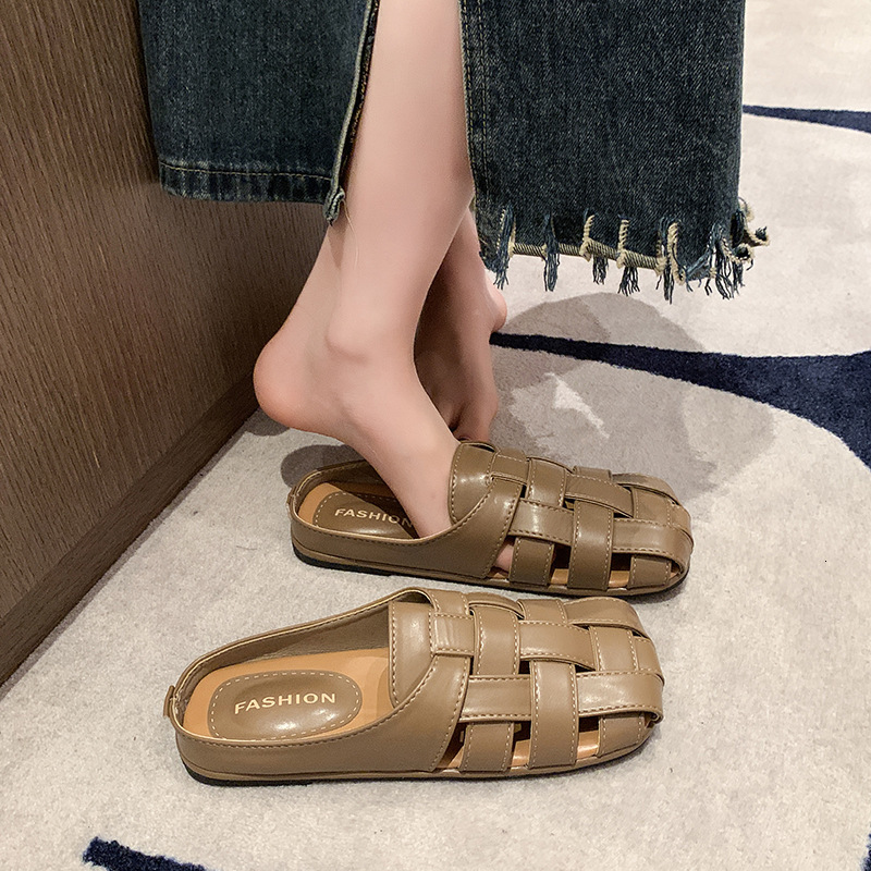 Ddmyoutdoor Ddmyoutdoor High End Closed Toe Slippers For Women Summer Outdoor Slip On New French Style Elegant Versatile Casual Mules Shoes Outdoor Sh