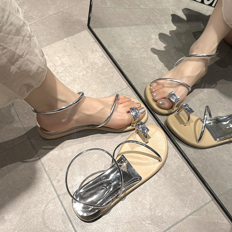 Ddmyoutdoor Rhinestone Toe Post Sandals Women Summer French Style Fashionable Outdoor Wear Perfect With Skirts Stunning Flip Flops For Outdoor Shoes