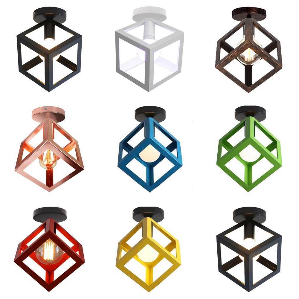 Retro Ceiling Light E27 Indoor Loft Fixture Bedroom Vintage Cube Iron Ceiling Lamp for Corridor Aisle Balcony Lighting 110V220V XJ2500613