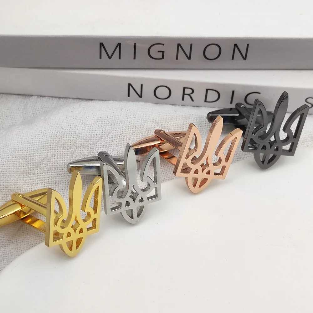 Mens Cufflinks Ukrainian Symbol Cufflink Charm Stainless Steel Cutout Design Shirt Cuff Buttons for Mens High Quality Jewelry XJ250614