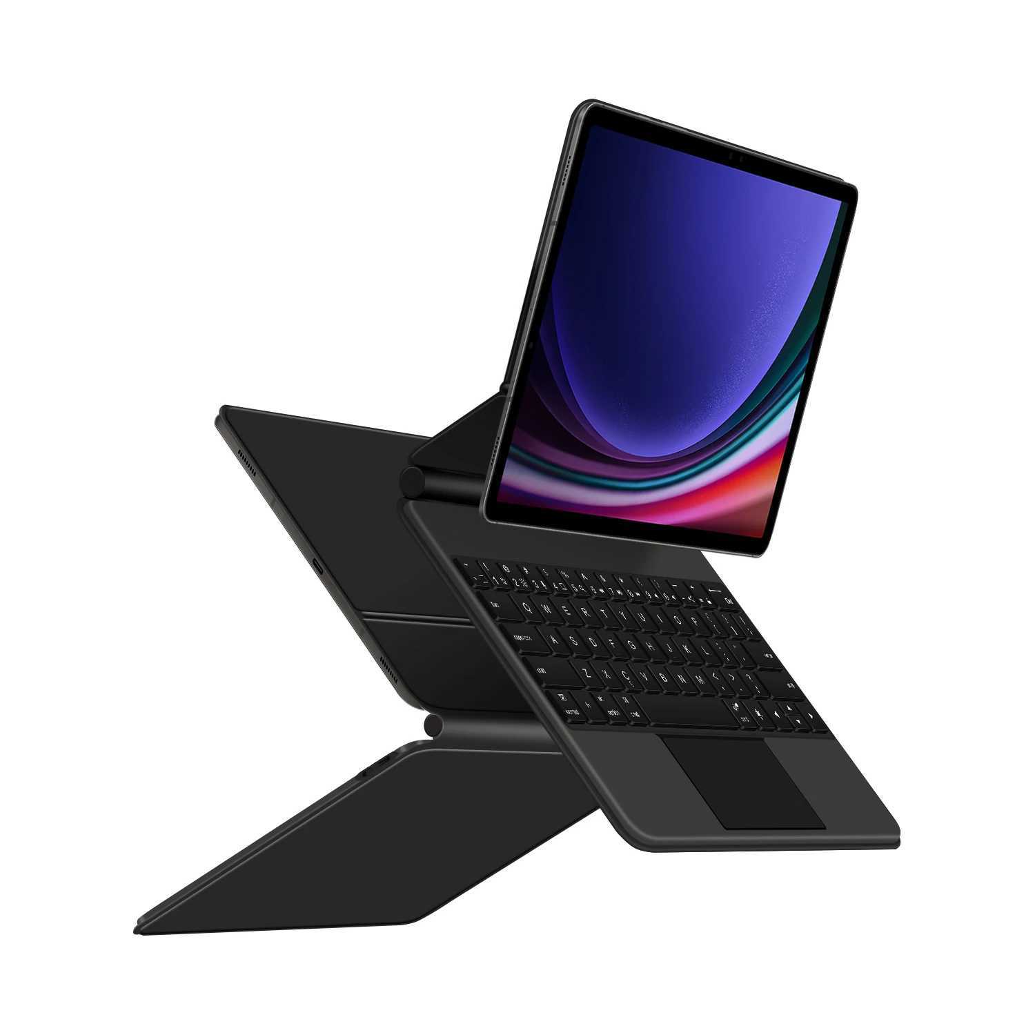 HUWEI Magic Keyboard For Samsung Galaxy Tab S9 FE Plus S7 FE S8 Plus 12.4 Tablet Smart Case Portuguese Spanish Korean keyboard X250614