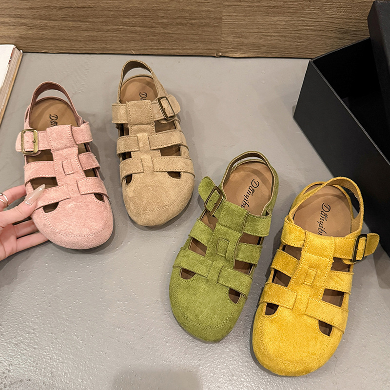 Ddmyoutdoor Ddmyoutdoor Forest Style Closed Toe Sandals For Women Summer New Two Way Hollow Out Half Slippers Woven Soft Flat Pig Cage Shoes Outdoor O