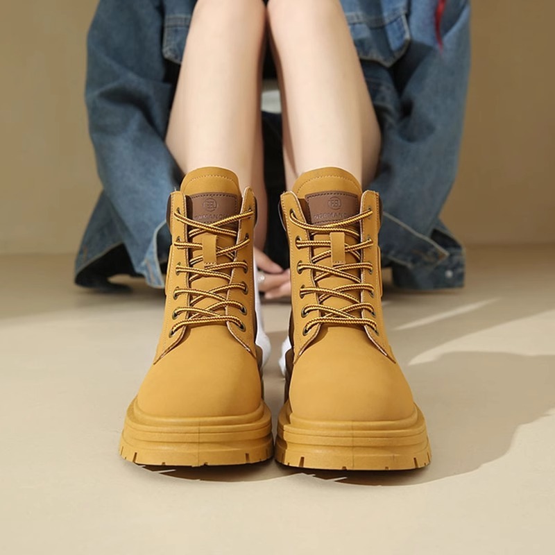 Ddmysports Martin New Yellow For Women Ins British Style Short Boots Thick Sole Spring And Autumn Outdoor Shoes