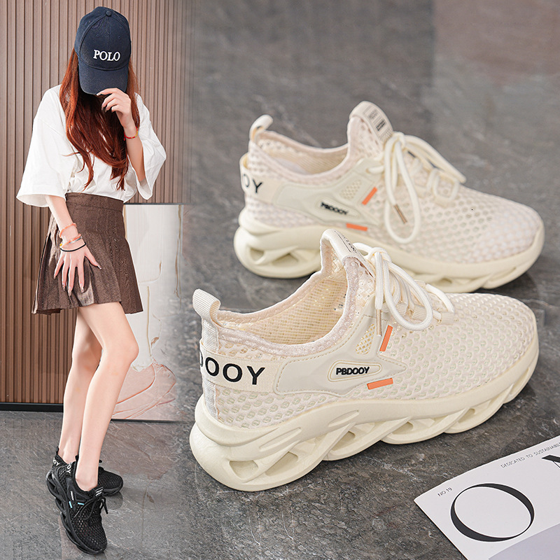 Ddmysports Summer Women S New Breathable Hollow Mesh Korean Style Versatile Thick Sole Sneakers Casual Running Dad Shoes Outdoor Shoes