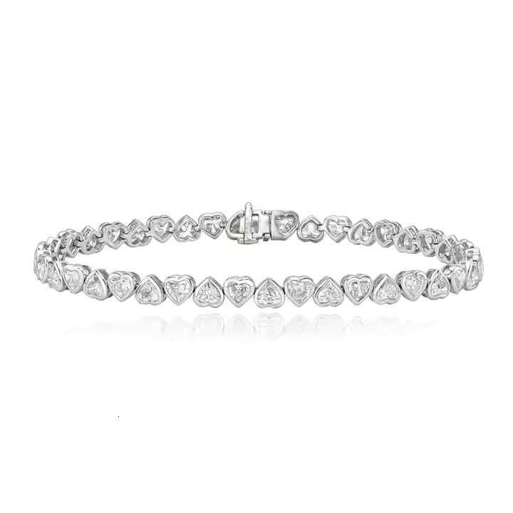 6-Inch Heart-Shaped Moissanite Diamond Tennis Bracelet 925 Silver/10K Gold Perfect Gift for Anniversary Birthday Valentines Day