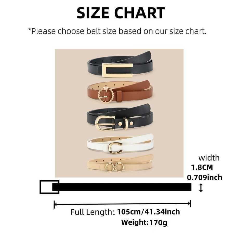 5pcs Belt Wen Fashion PU Leather Thin Belts with Alloy Buckles in Solid Color Simple Pin Buckle Thin Belt For Jeans Dresses X250614
