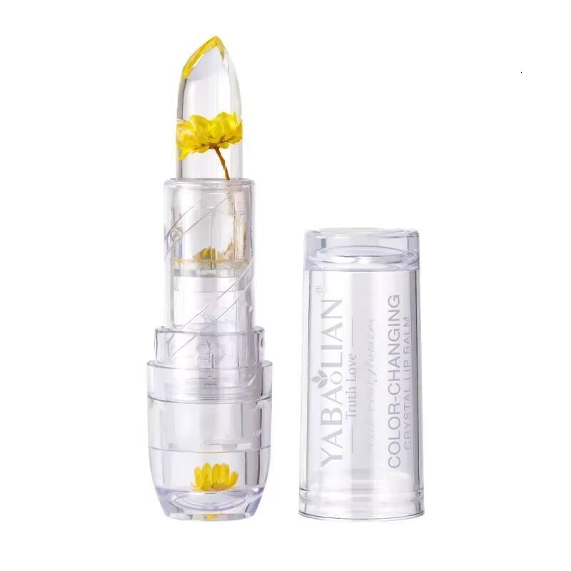 Magic Jelly Flower Temperature Change Transparent Moisturizing Lip Gloss Non-Stick Cup Color-Changing Lipstick happy