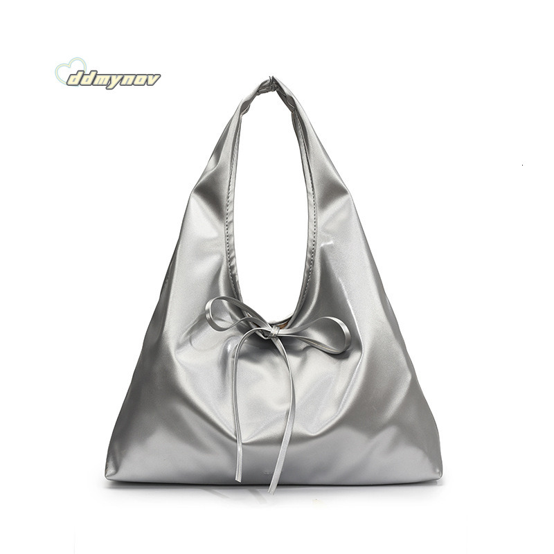 Korean Style Casual Crossbody for Women 2025 Spring New Sweet Simple Underarm Bag with Strap and Bowknot Handbag ddmynov