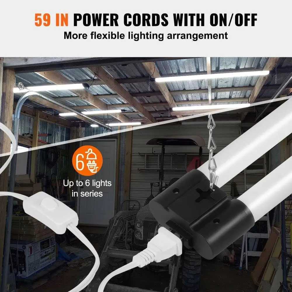 10 Pack Shop Light 4FT 40W Linkable Fixture 4500LM Surface Hanging Ceiling Light 59in Power Cord ONOFF Switch for garage XJ2500613