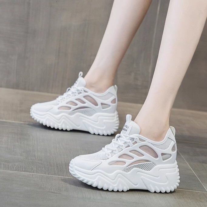 Ddmysports Casual Women S Breathable Mesh Dad Shoes Summer New Lightweight Thick Soled Height Increasing Sneakers For Petite Outdoor Shoes