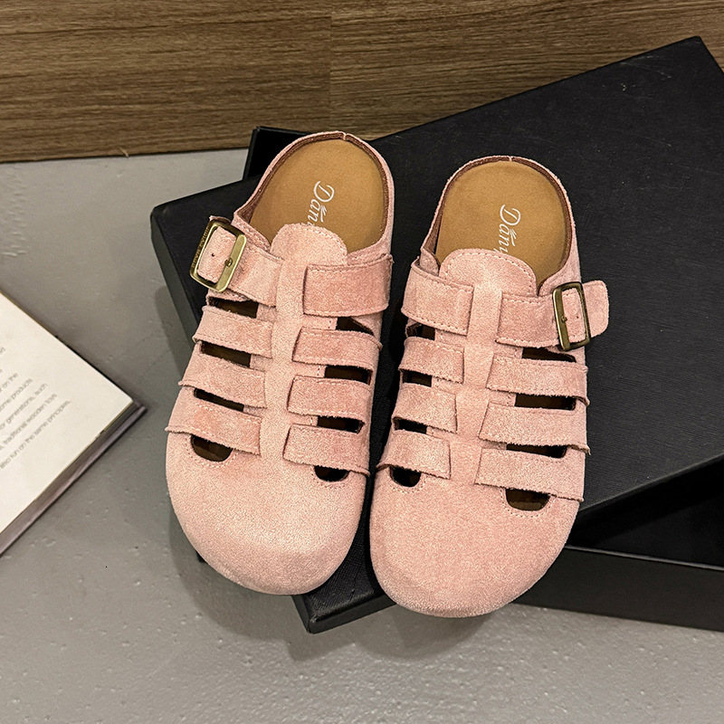 Ddmyoutdoor Baotou Half Slippers For Women Summer Outdoor New Woven Hollow Breathable Comfortable Flat Lazy Sandals Outdoor Shoes