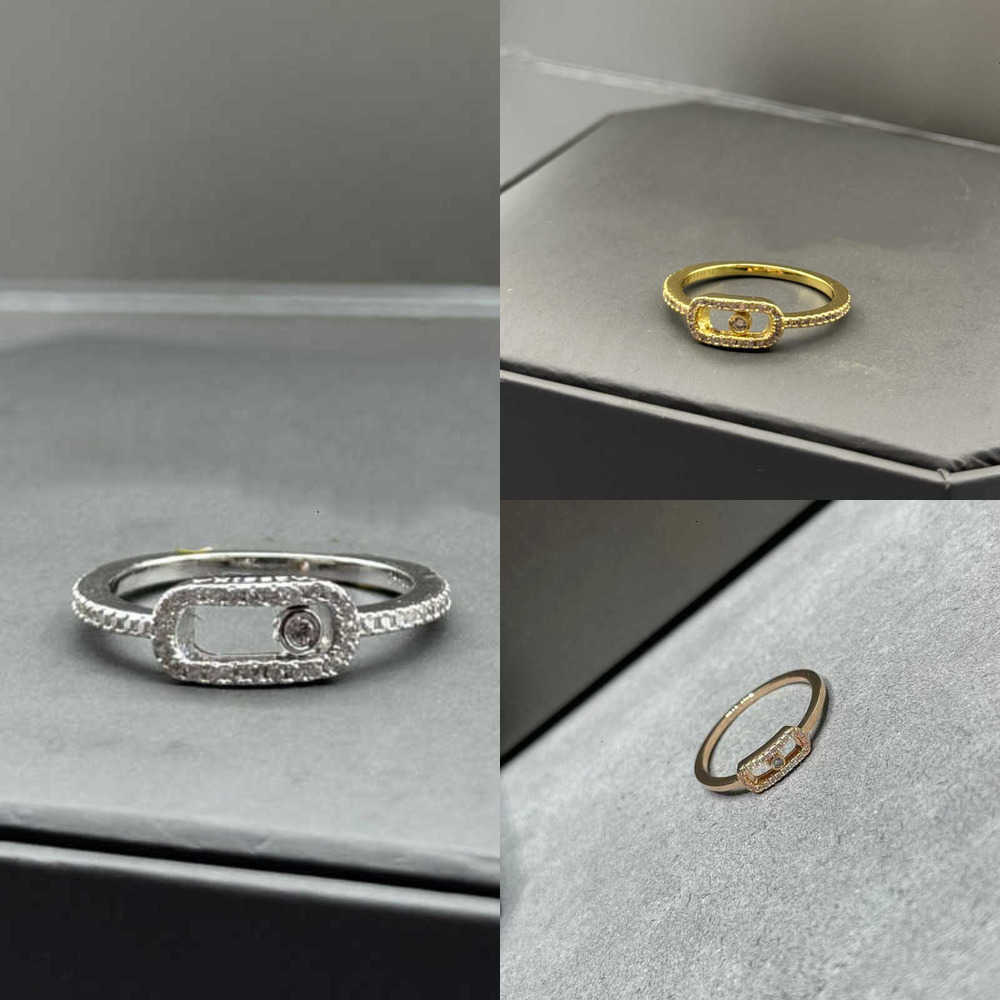 Single drill sliding Move designer rings Real Stone 925 Brand Gold Luxury Rose Gold Chain Women Fashion Jewelry Gift finger Love Diamond wedding Ring
