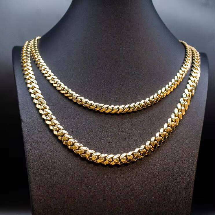 2025 10K 14K Gold 8Mm Cuban Chain Iced Out Hip Hop Boutique Jewelry Mens Necklace