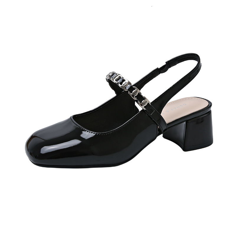 Ddmyoutdoor Open Backless Sandals For Women Summer New Round Toe Fashion Pearl Versatile Chunky Heel Comfortable Mary Jane Shoes Outdoor Shoes