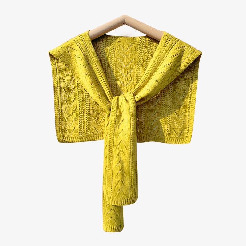 K1016 Knitted shawl outerwear for women Spring and Autumn all-match net celebrity neck stripes air-conditioned room hollow summer waistcoat fake colla