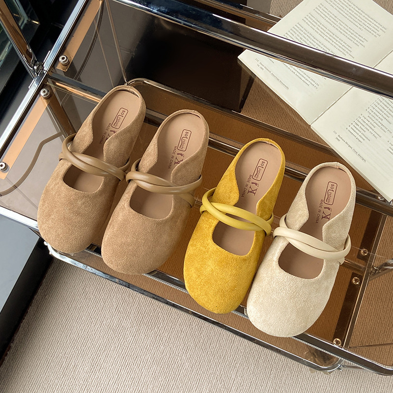 Ddmyoutdoor Soft Sole Closed Toe Women Outdoor Wear New Spring Flat Lazy Maternity Slip On Half Slippers For Summer Outdoor Shoes