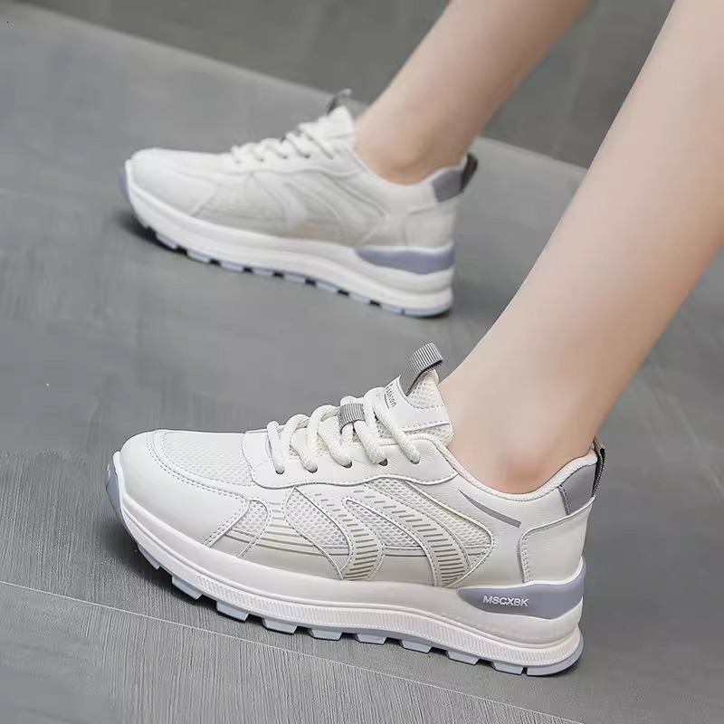 Ddmysports Spring Women S New Casual Versatile White Sneakers Breathable Mesh Lightweight Soft Sole Shock Absorption Running Shoes Outdoor Shoes