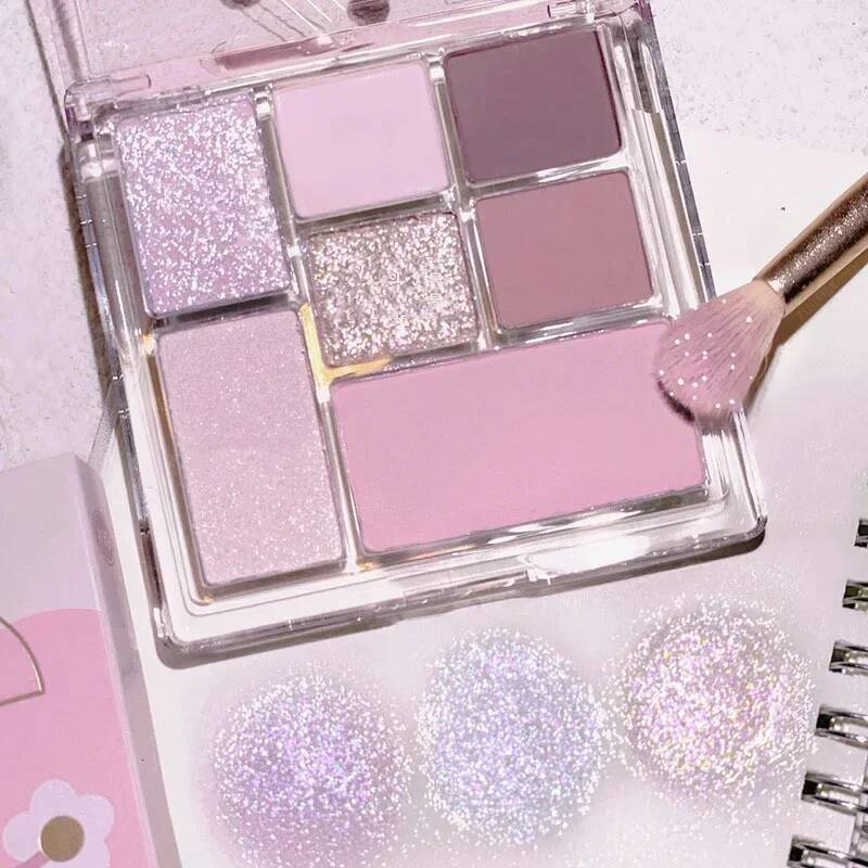 Sweet Cool d Eyeshadow Palette Pink-black Hot Girl New 7 Colors Glitter Pearly Shadow Eyes Korean Makeup Pallet Cosmetics