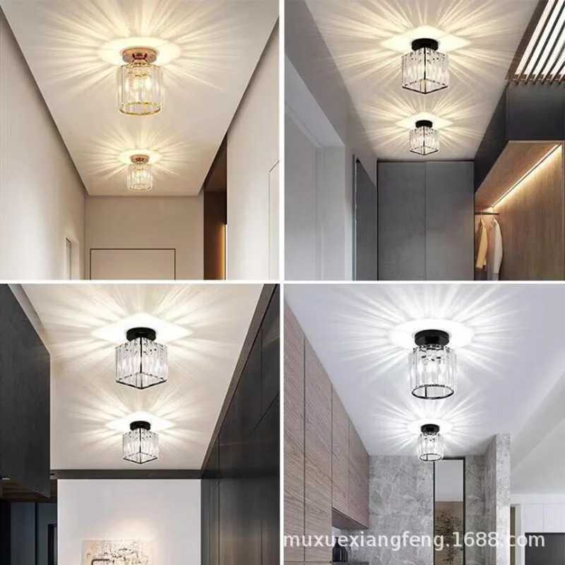 Crystal Ceiling Lamp Modern Chandelier LED Lighting for Hallway Entryway Porch - Stylish European Flush Mount FixtureXJ2500613