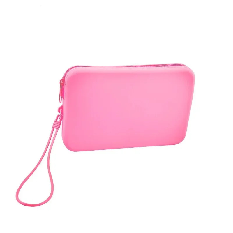 Cosmetic Storage Bag Silicone Toiletry Organizer for Women Fashion Solid Color Zipper Makeup Accessories Case 250614