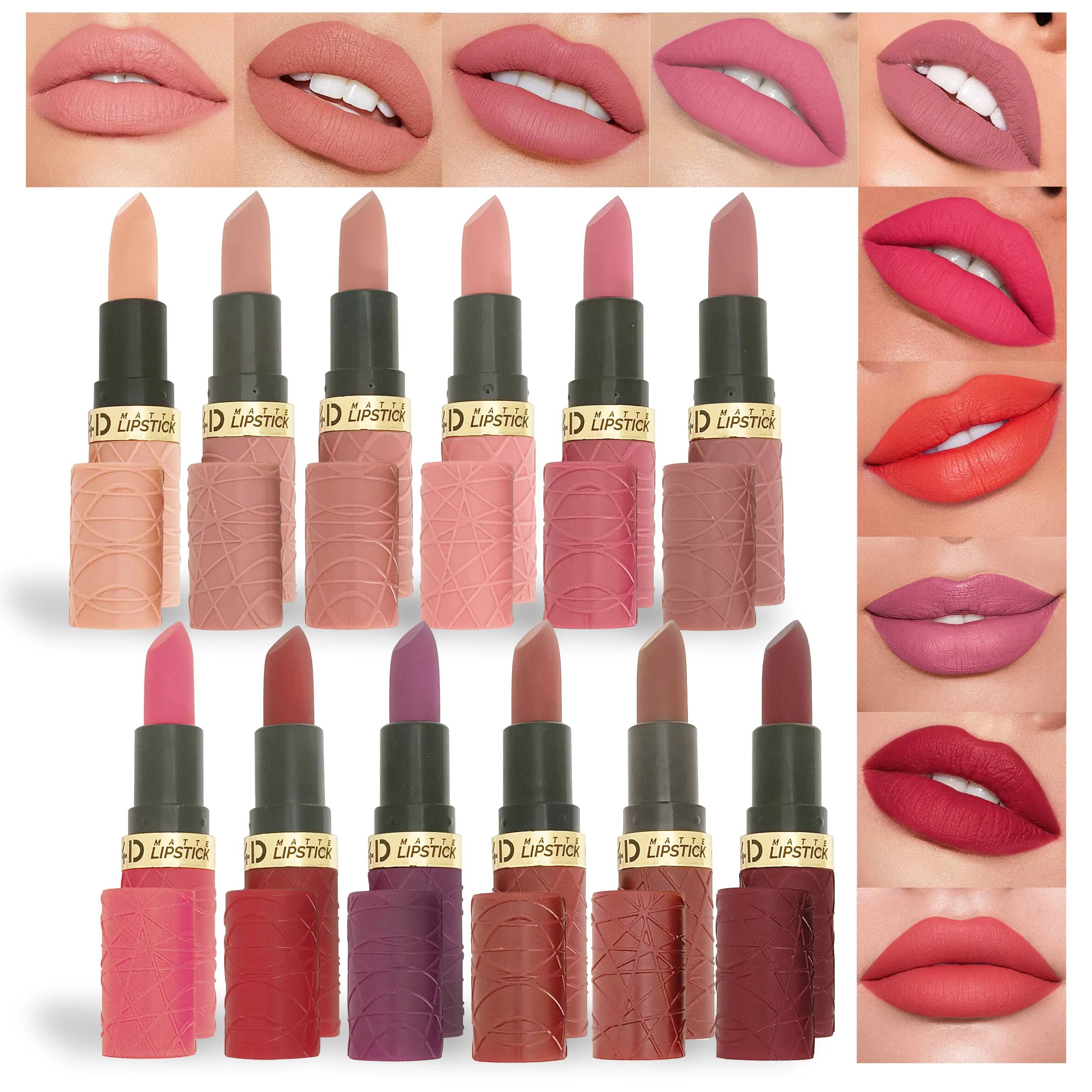 6Pcs Velvet Matte Lipstick Set Sexy Women's Tint Long-Lasting Waterproof Non-Stick Moisturizing Lip Cosmetics Makeup happy