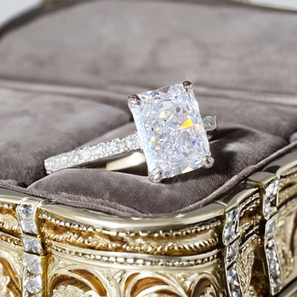 Fine Jewelry VS1 D 925 Sterling Silver Moissanite Diamond 2CT Finger Ring Tarnish Free 925 Silver Wedding Bands Engagement Party