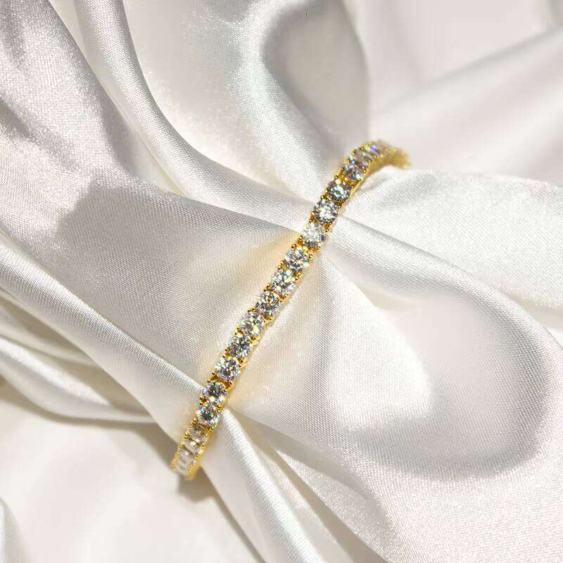 Jewelry Hip Hop Gold Plated Sterling Sier 3 4 5Mm VVS Moissanite Tennis Necklace Chain