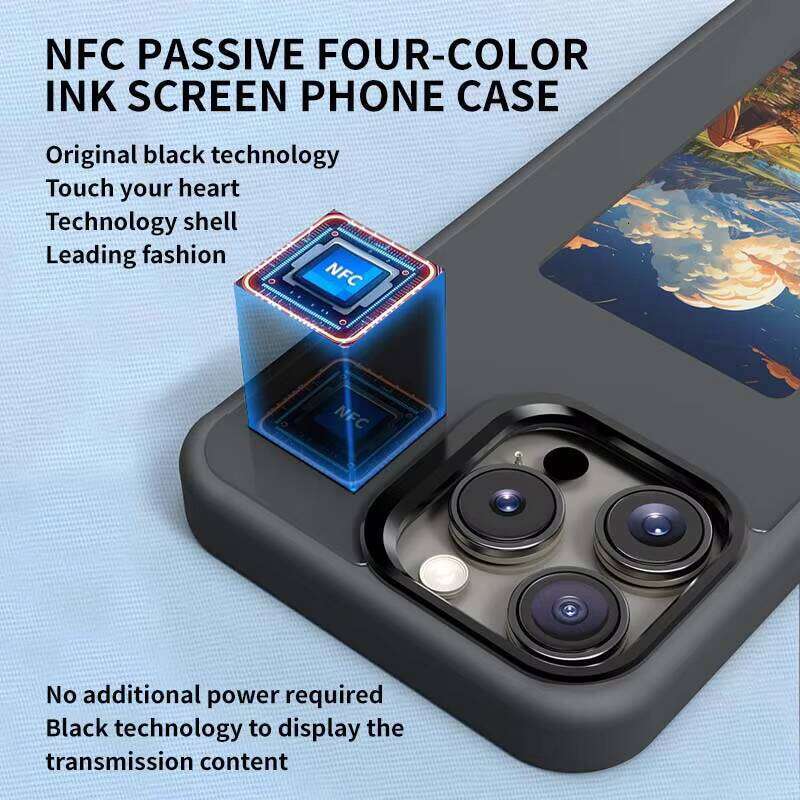Smart DIY Luxury Phone Case, Compatible with iPhone 16 13 Pro Max, Four-Color E-Ink Display Cover, NFC Transmission, Infinite Pattern Computer
