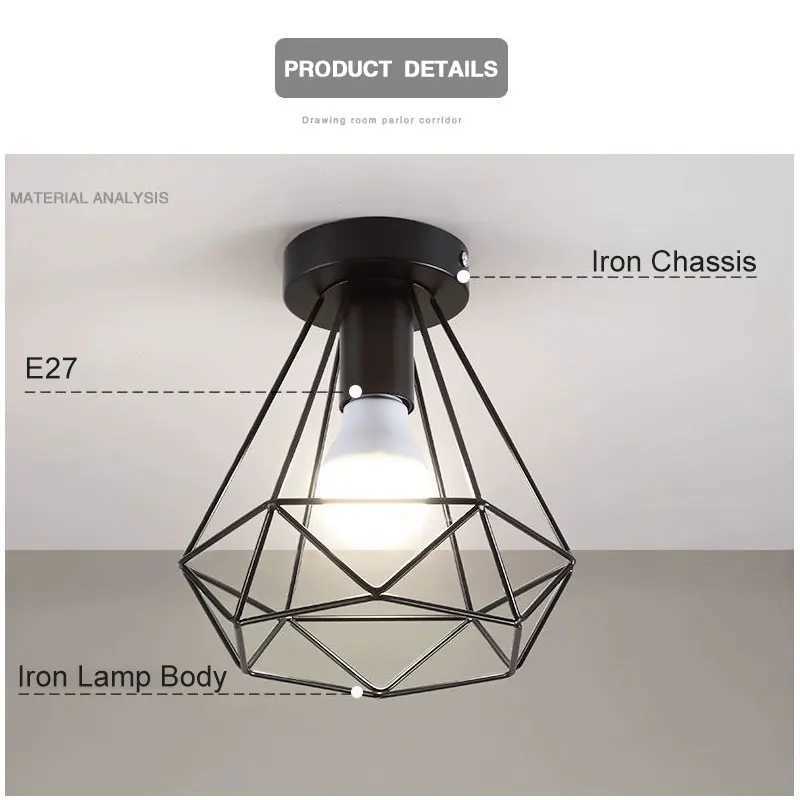 E27 Base Ceiling Light Retro Metal Frame Ceiling Lamp For Hallway Foyer Kitchen Restaurant Indoor Vintage Ceiling Lights FixtureXJ2500613