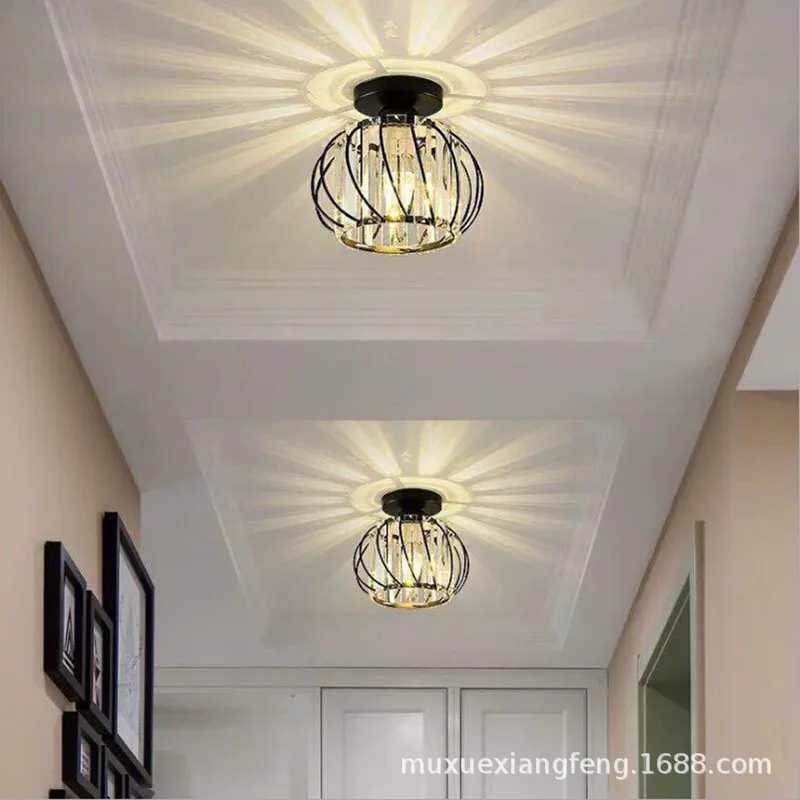 Crystal Ceiling Lamp Modern Chandelier LED Lighting for Hallway Entryway Porch - Stylish European Flush Mount FixtureXJ2500613