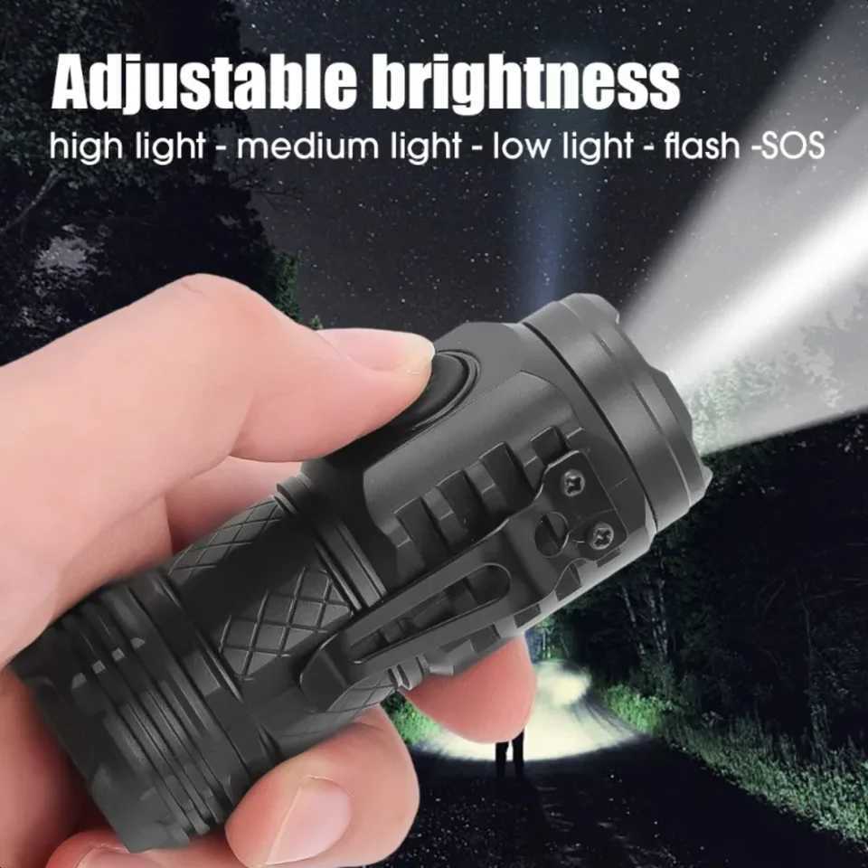 Powerful Portable Flashlight Mini Three Eye Flashlight USB Rechargeable Strong Light Camping Fishing Lantern Magnet Torch W250613