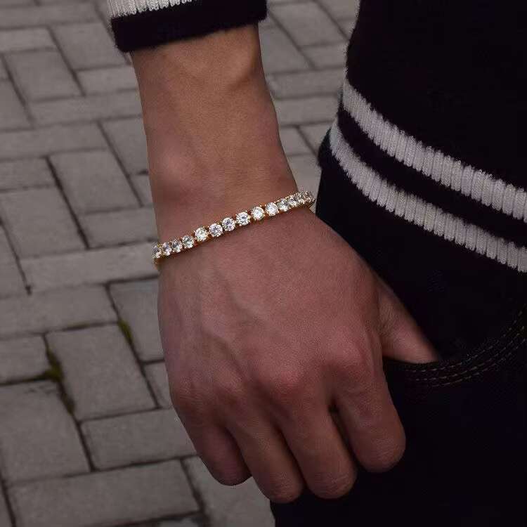 Lab-Diamond-Tennis-Bracelet Black Natural Clover Cuban Women Vvs Men Grown Moissanite Lab Tennis Real Diamond Gold Bracelet