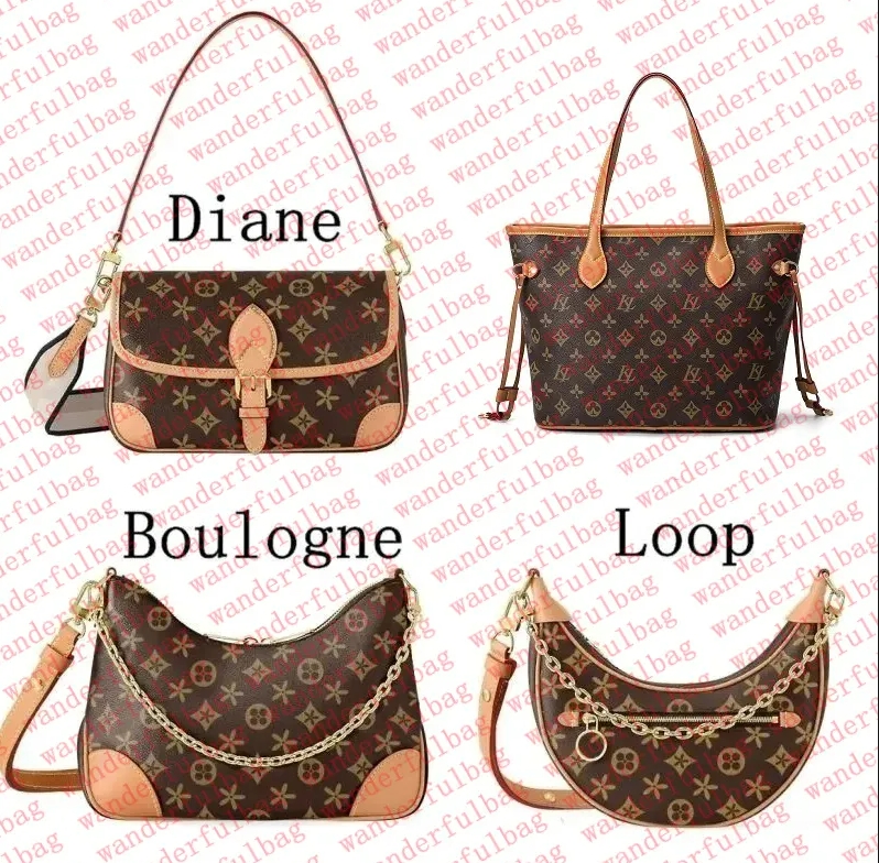 Designer Bag Shoulder Bag Women Crossbody Bags Leather Handbag Old Flower Diane Baguette Large-capacity Canvas Strap Enbossed Letters Woman Wallet Purse Tote Bag